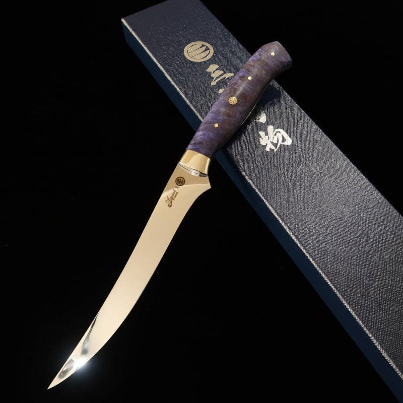 **Asurah Knives × MIURA SUS420J2 Finition miroir Manche custom Couteau à filet (150 mm)**