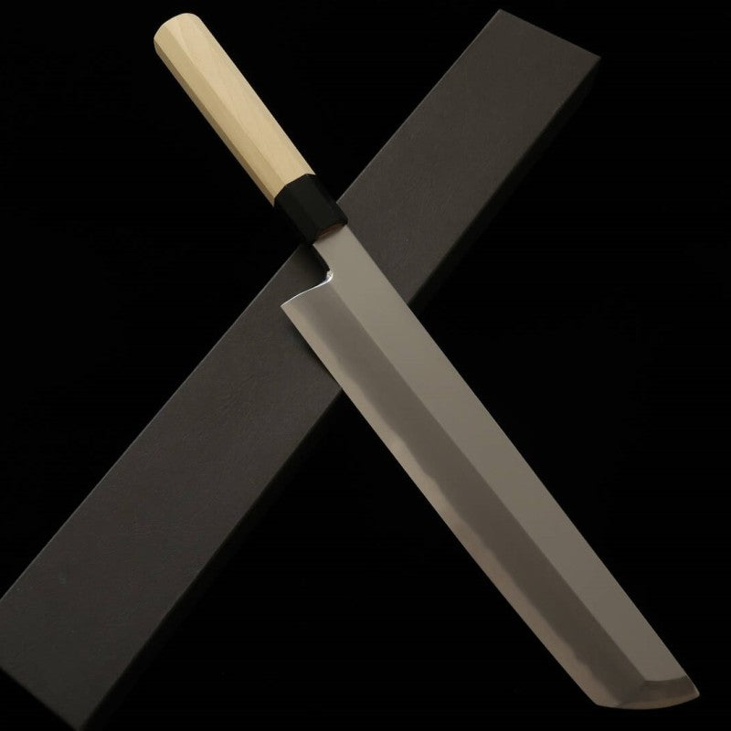 MIURA Conger eel slicer Shirogami No.2 Kasumi Finish Magnolia Handle (300mm)