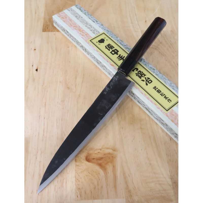 TAKEDA, forge artisanale de Bitchū, Sujihiki Yanagiba, acier Hitachi Aogami Super (210 mm)