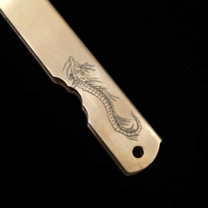 Nakao Kanekoma KANEKOMA Higonokami Acier bleu, manche en laiton, série du zodiaque - Dragon - (73 mm)