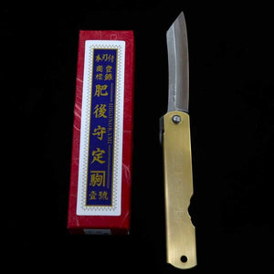 Nakao Kanekoma KANEKOMA Higonokami Acier bleu, manche en laiton, série du zodiaque - Dragon - (73 mm)