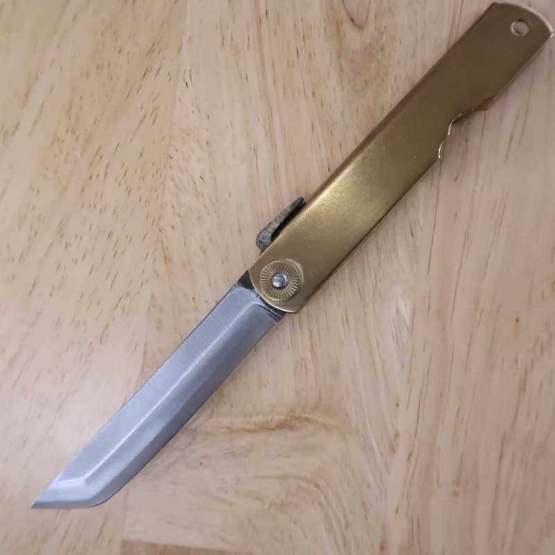 Nagao Kanekoma HIGONOKAMI 【modèle épée】Higonokami acier blanc, manche en laiton (73 mm)