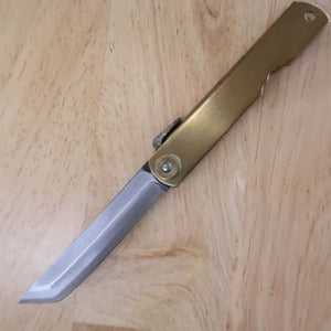 Nagao Kanekoma HIGONOKAMI 【modèle épée】Higonokami acier blanc, manche en laiton (73 mm)