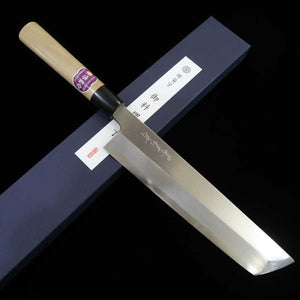 SAKAI KIKUMORI Shirogami n.º 2 Gokujō Cuchillo para congrio/huesos Mango redondo de cuerno de búfalo (270 mm)