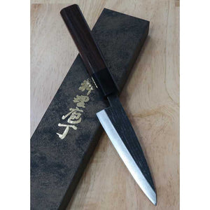 Miura Acier Bleu n°2 finition noire Kaizaki manche octogonale en palissandre (120 mm)