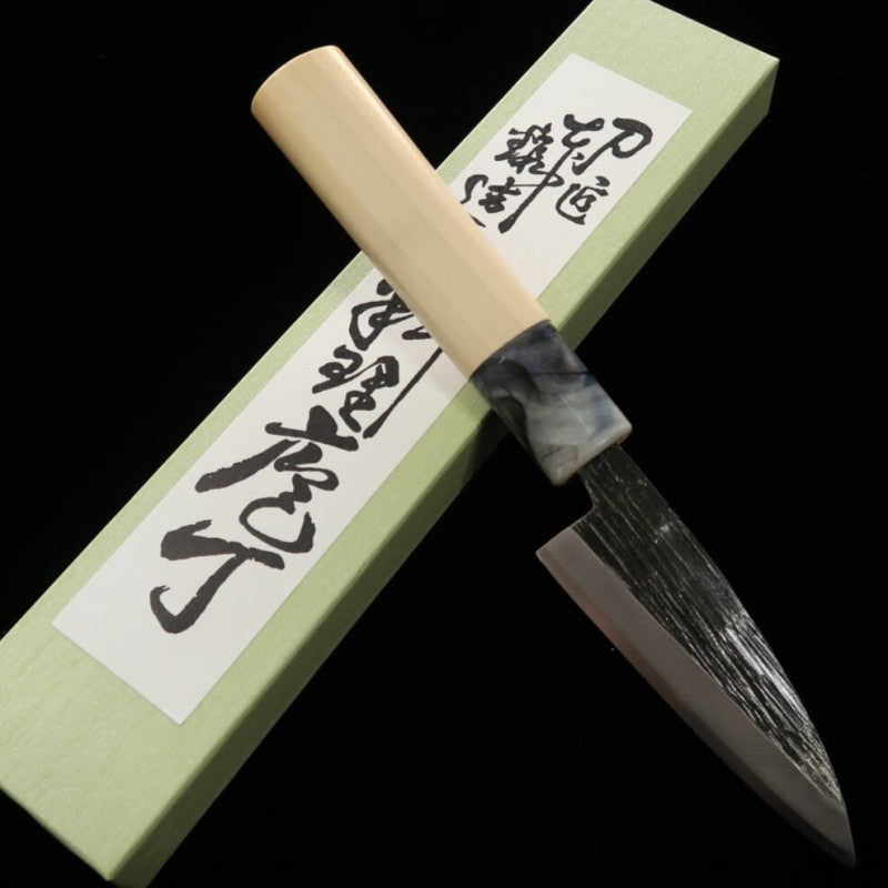 MIURA, Couteau à coquillages, Aogami No.2, Finition kuro-uchi, Manche en katsura (75/90 mm)