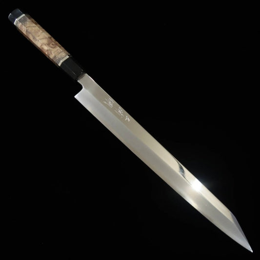 三浦佩 MIURA Obidama 勘所柳刃 VG10 鏡面仕上げ スタビライズウッドハンドル (300mm)