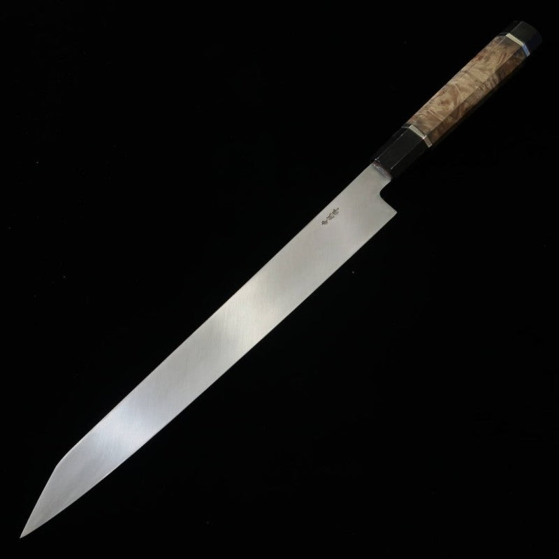 Kansho Yanagiba MIURA OBIDAMA Nakagawa Satoshi, VG10 acabado espejo, mango de madera estabilizada (300mm)