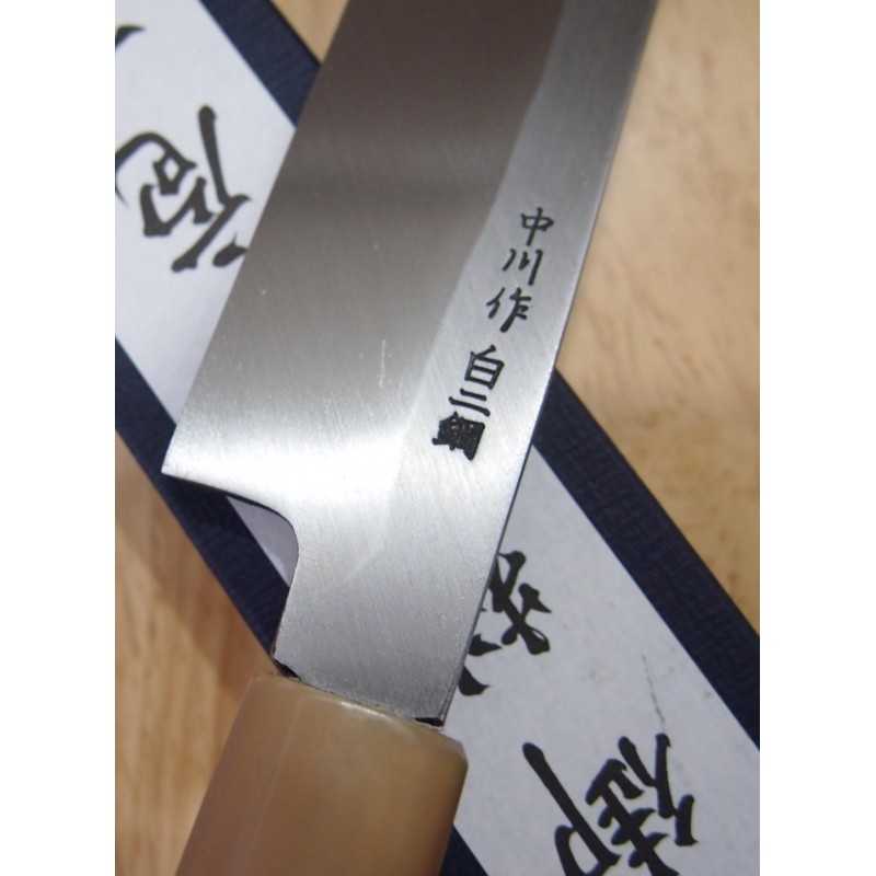 Miura Obidama Aço Branco Nº 2 Yanagiba Kirituke com cabo octogonal de búfalo branco (270/300mm)