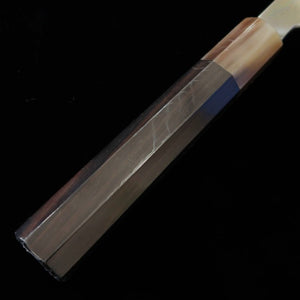 Suisin SUISIN Mizumoto Yaki, fabriqué par Miwa Ikeda, acier Shirogami n°2, manche en ébène, fourreau en magnolia, lame Yanagiba type Ken (300 mm)