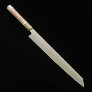 zzz 酔心 SUISIN acero blanco Fuji Hon-yaki yanagiba tipo ken, acabado totalmente espejo, mango de snakewood con triple anillo de plata (300 mm)