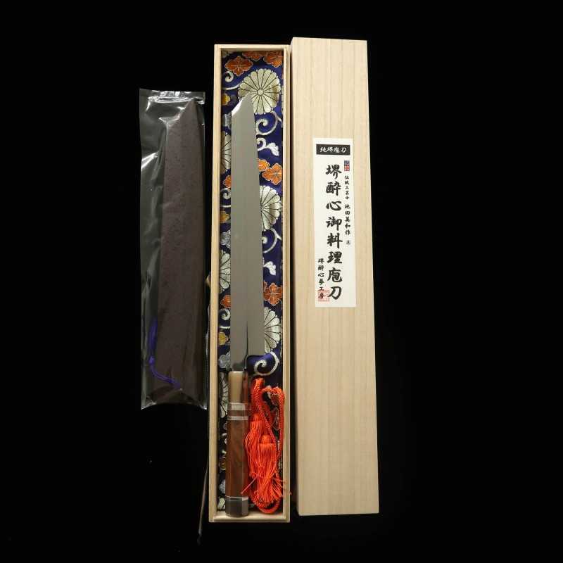 zzz 酔心 SUISIN acero blanco Fuji Hon-yaki yanagiba tipo ken, acabado totalmente espejo, mango de snakewood con triple anillo de plata (300 mm)