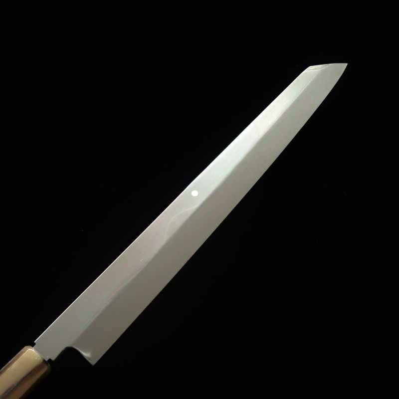 zzz 酔心 SUISIN acero blanco Fuji Hon-yaki yanagiba tipo ken, acabado totalmente espejo, mango de snakewood con triple anillo de plata (300 mm)