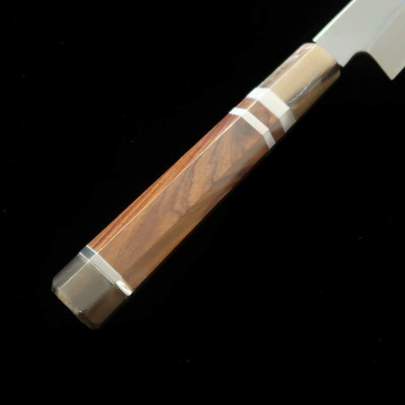 zzz 酔心 SUISIN acero blanco Fuji Hon-yaki yanagiba tipo ken, acabado totalmente espejo, mango de snakewood con triple anillo de plata (300 mm)