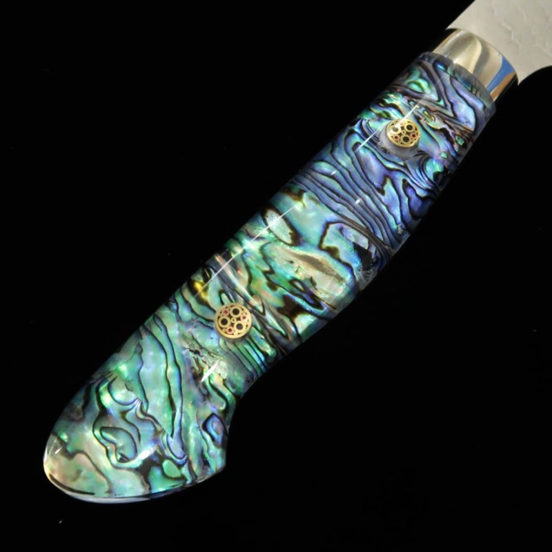 Gyuto NIGARA SG2 Kiritsuke, Polished Hammered Marking, Mother of Pearl Handle (210mm) 