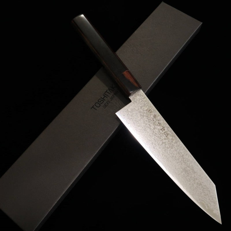 TOSHITAKA 切付 ZDP ダマスカス- Black - 黒合板柄 (180mm)