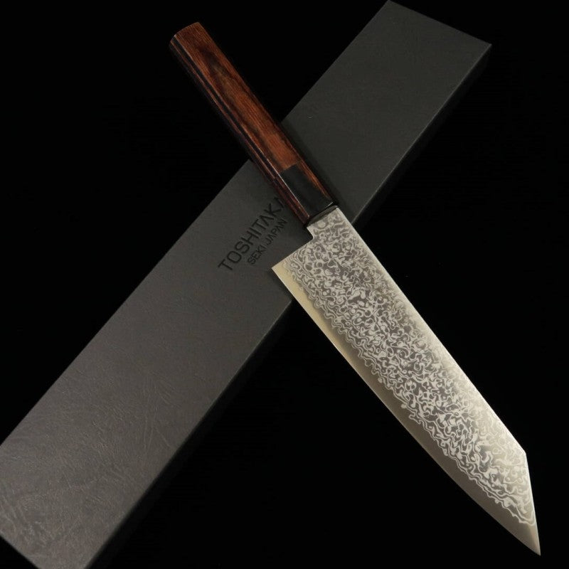 TOSHITAKA 切付 ZDP ダマスカス -Shot - 黒合板柄 (180mm)