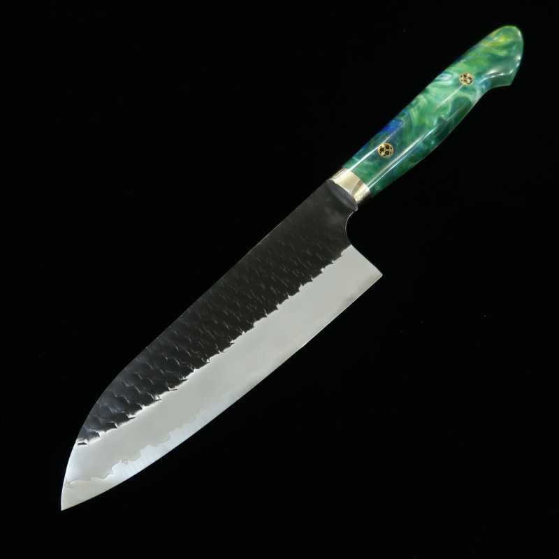 Nigara SG2 Finition noire martelée Santoku Manche customisé (180 mm)