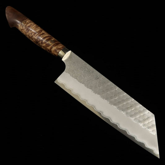 二唐刃物鍛造所 NIGARA SG2 磨き鎚目 切付菜切 カスタムハンドル (180mm)