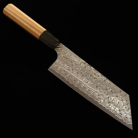 二唐刃物鍛造所 NIGARA 切付菜切 SG2 暗紋 ダマスカス チークハンドル (180mm)