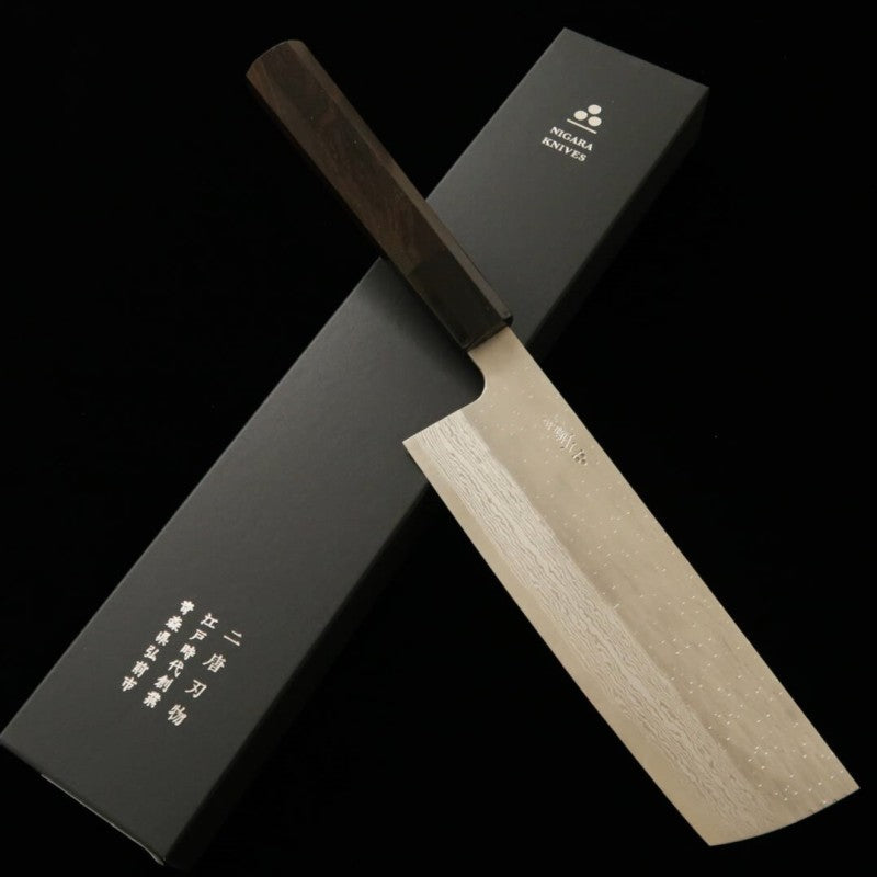 Nigara Forged Cutlery NIGARA VG XEOS Damas martelé Nakiri manche en ébène (180 mm)