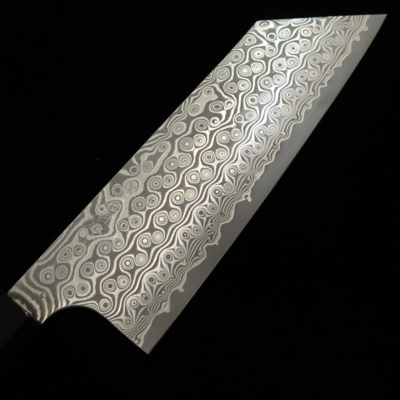 二唐刃物鍛造所 NIGARA 切付菜切 SG2 暗紋 ダマスカス 水牛黒檀八角柄 (180mm)