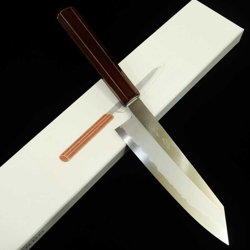 刃道HADO 銀紙三号 切付三徳 木地呂塗り桜八角柄 （180mm）