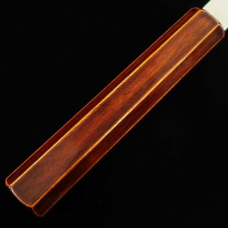 刃道HADO 銀紙三号 ダマスカス 切付三徳 木地呂塗り桜八角柄 （180mm）