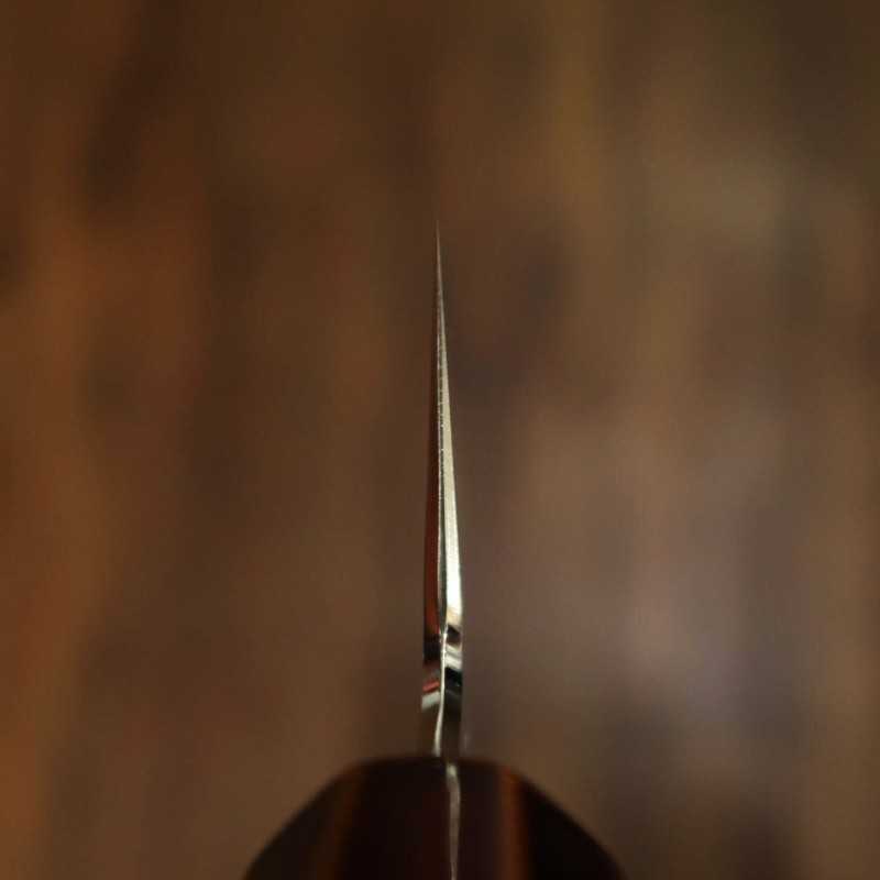 刃道HADO 銀紙三号 ダマスカス 切付三徳 木地呂塗り桜八角柄 （180mm）