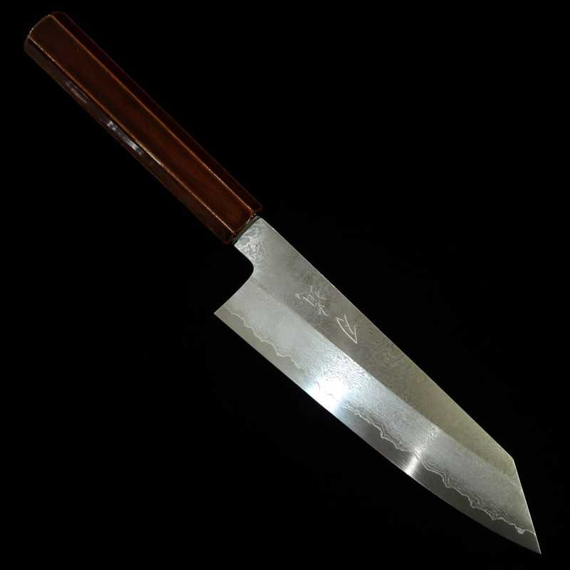 刃道HADO 銀紙三号 ダマスカス 切付三徳 木地呂塗り桜八角柄 （180mm）