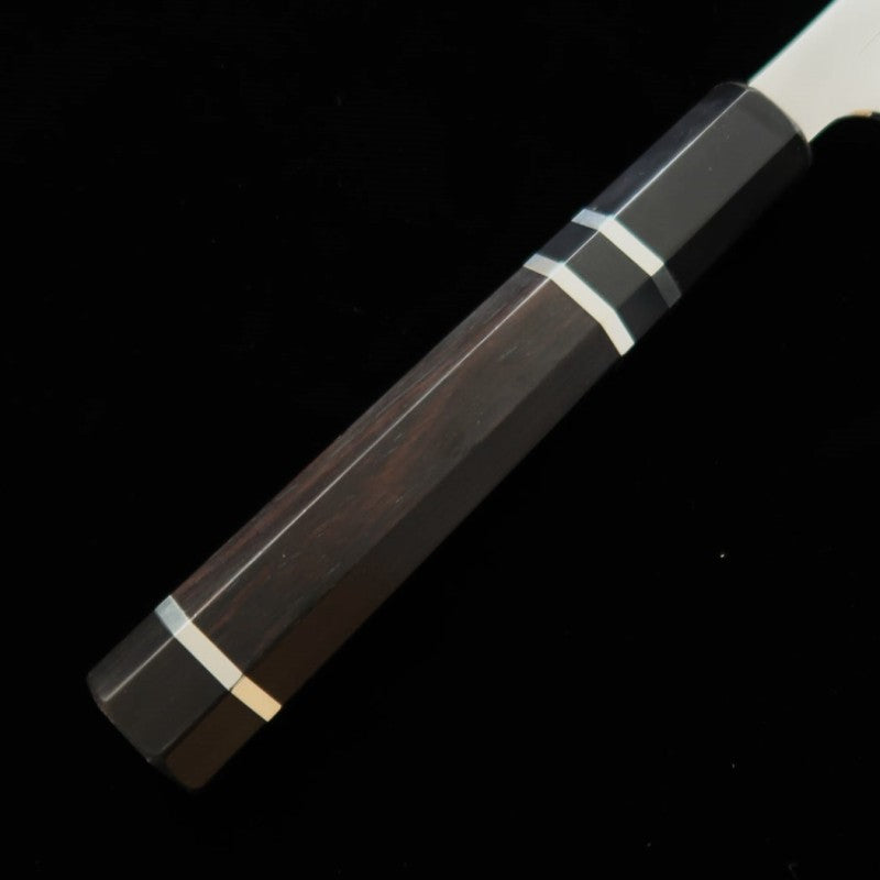Sujihiki TADOKORO HAMONO Makoto Mirror Finish - Kiritsuke- Ginsan Steel Ebony Silver Wrap Handle (270mm)