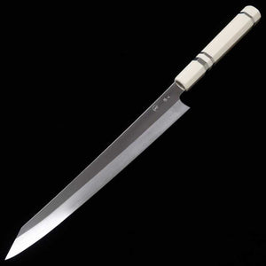 Tadokoro Hamono Makotosaku espejo Gingami No.3 Kiritsuke Sujihiki, mango de marfil imitación (270 mm)