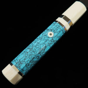 Sujihiki TADOKORO HAMONO Makoto Mirror Finish Blue Steel Kiritsuke Turquoise Custom Handle (300mm) 