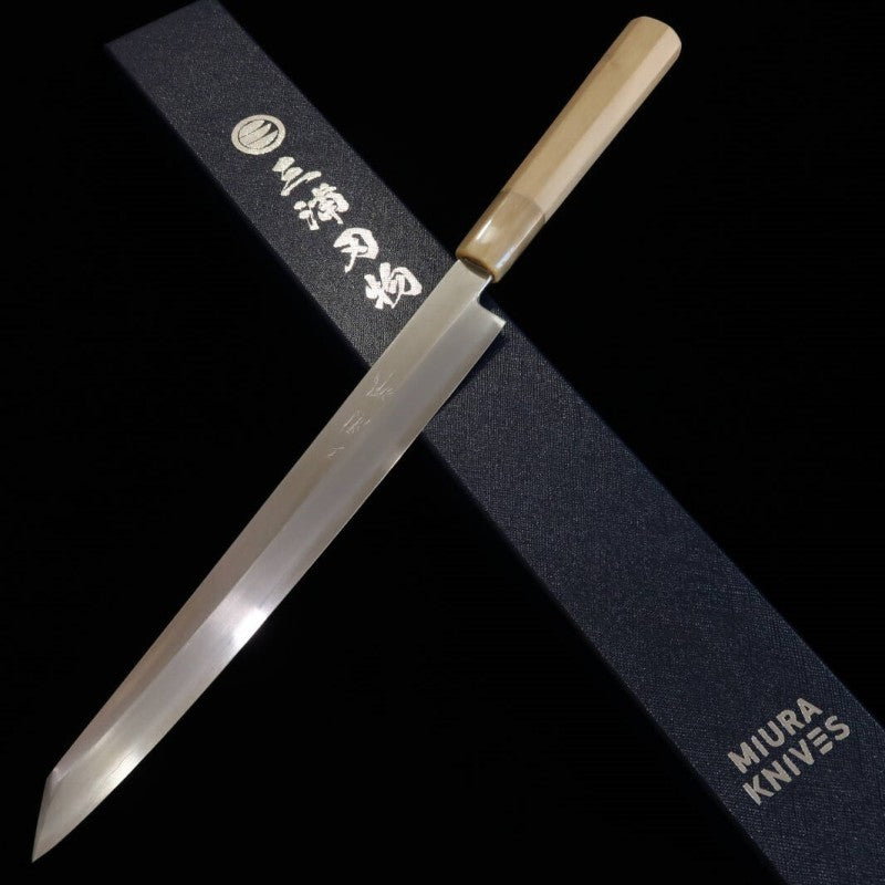 三浦佩 Miura Obidama 切付柳刃 銀紙三号 朴八角柄 左利き用 (270/300mm)