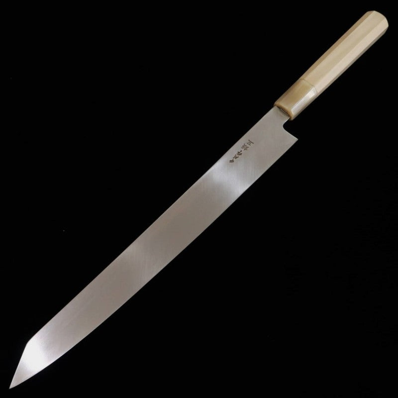 三浦佩 Miura Obidama 切付柳刃 鏡面仕上げ 銀紙三号 朴八角柄 (300mm)