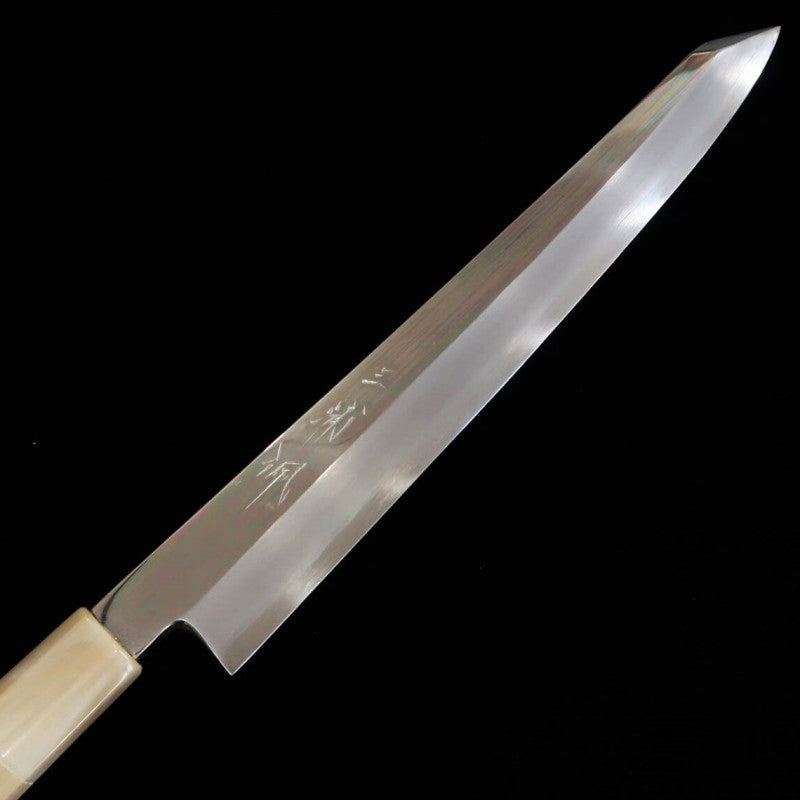 三浦佩 Miura Obidama 切付柳刃 鏡面仕上げ 銀紙三号 朴八角柄 (300mm)