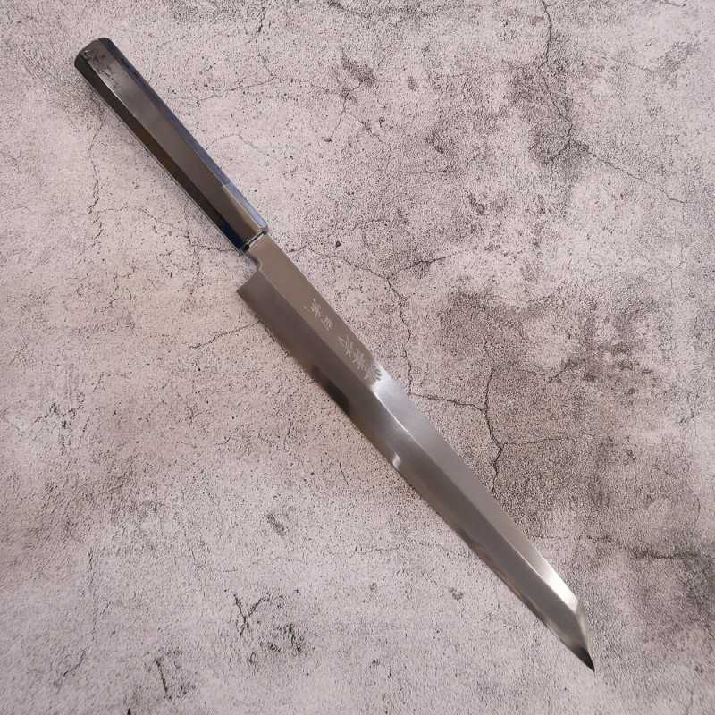 SAKAI TAKAYUKI Byakko, Yanagiba kiritsuke, acier Shirogami n°1, manche octogonal en ébène (270/300 mm)