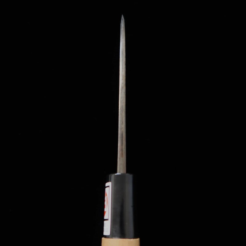 Ikenami Hamono IKENAMI HAMONO Shirogami No.1 coeur inox, manche en cerisier, lame double tranchant pour poisson Aji (90mm)