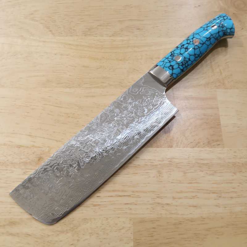 Takeshi Saji Nakiri R2 Diamond Finish Blue Turquoise (180mm)