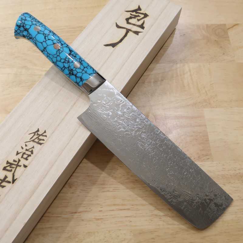 Takeshi Saji Nakiri R2 Diamond Finish Blue Turquoise (180mm)