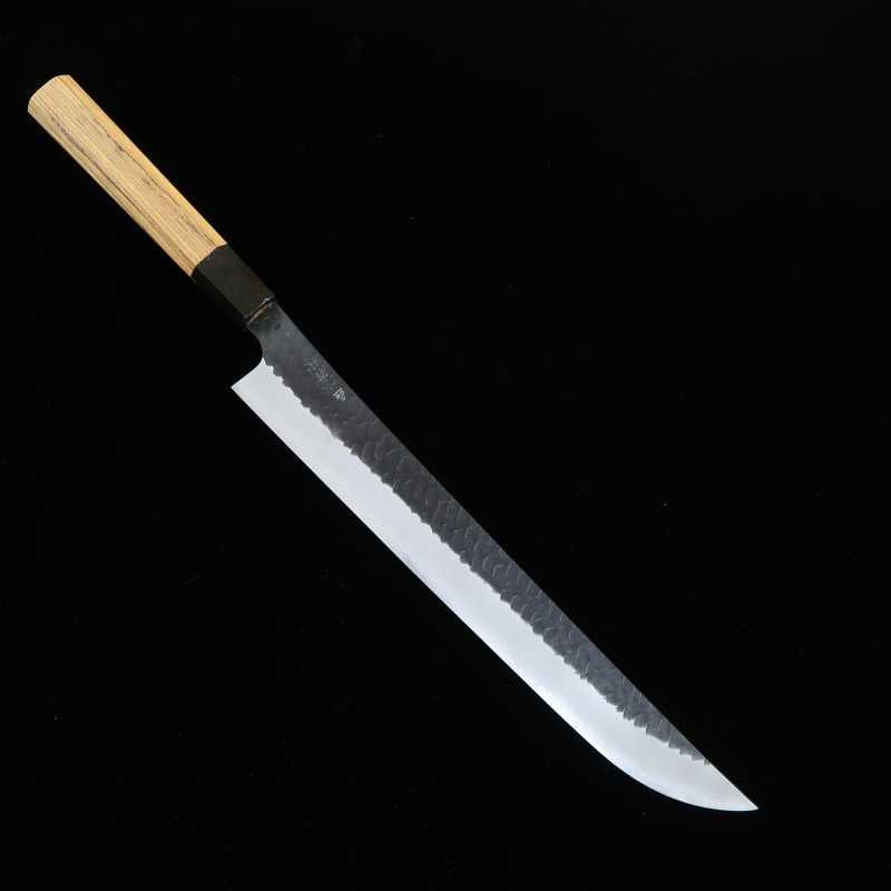NIGARA Hamono forjado, sujihiki punta redonda SG2 kuro-uchi, martilleado, mango octogonal de teca (270/300 mm)