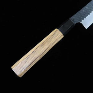 NIGARA Nigara Hamono, sujihiki à bout rond, SG2, finition kuro-uchi, martelée, manche octogonal en teck (270/300 mm)