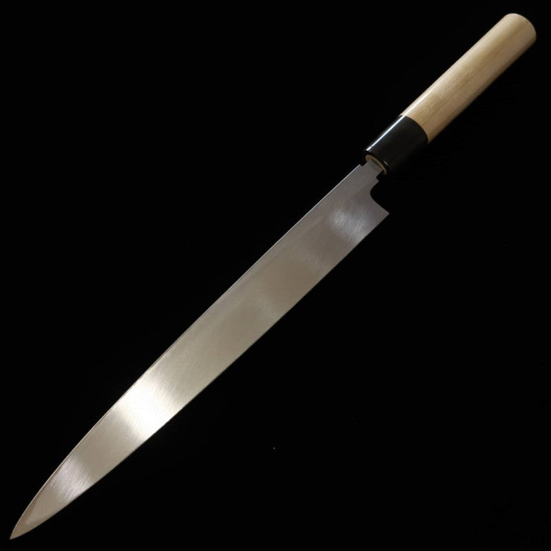 MASAMOTO Honkasumi, Shirogami n°2, Yanagiba, manche en forme de châtaigne, en corne de buffle (240-300mm)
