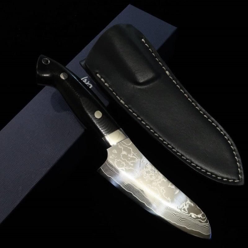 Cuchillo para exteriores YUTA KATAYAMA “Chogenbo” VG10 Damasco mango G10 (130mm)