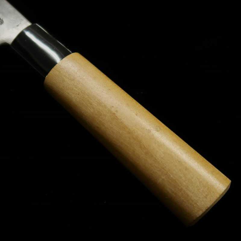 Cuchillo para cuero para zurdos MIWA Shirogami no.1 acabado kurouchi, mango de madera de magnolia (42 mm)