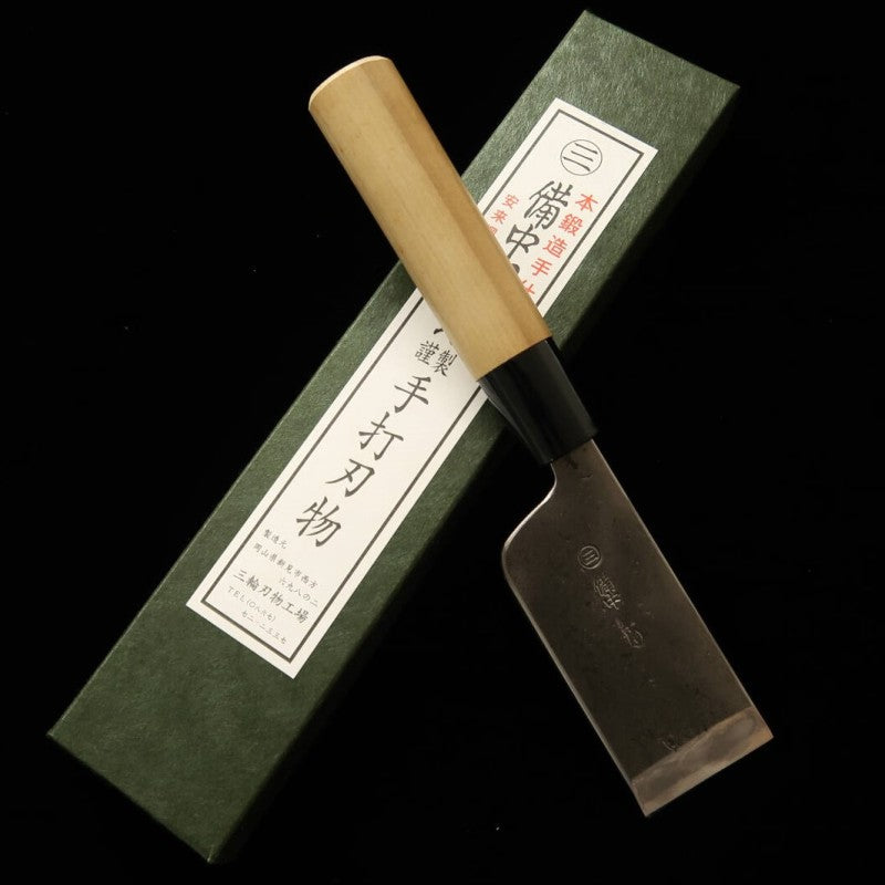 Cuchillo para cuero MIWA Shirogami no.1 acabado kurouchi, mango de magnolia (42 mm)