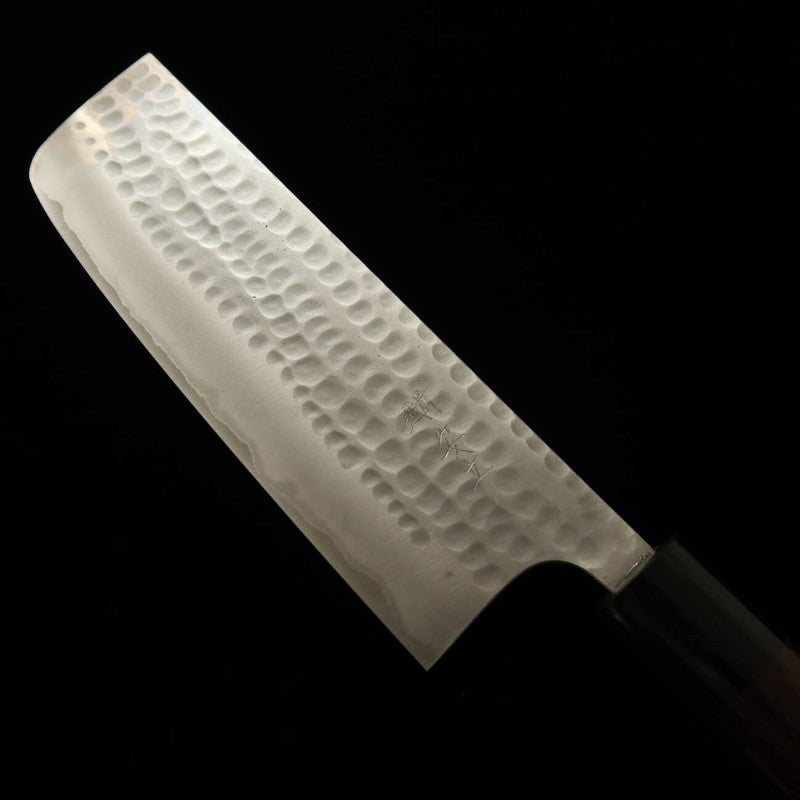 安立ANRYU 菜切 青紙スーパー 鎚目 紫檀柄（165mm）