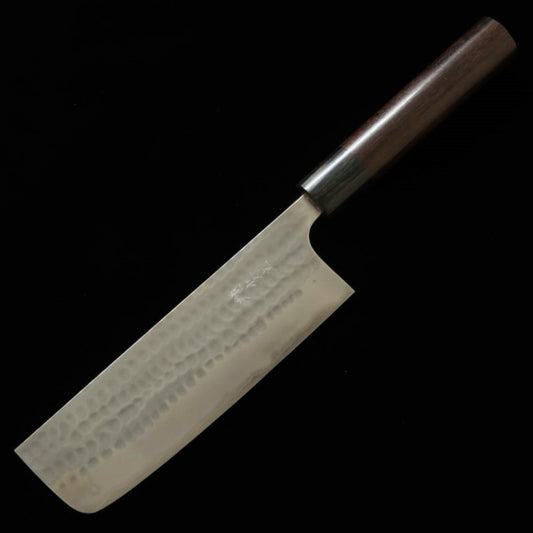 安立ANRYU 菜切 青紙スーパー 鎚目 紫檀柄（165mm）