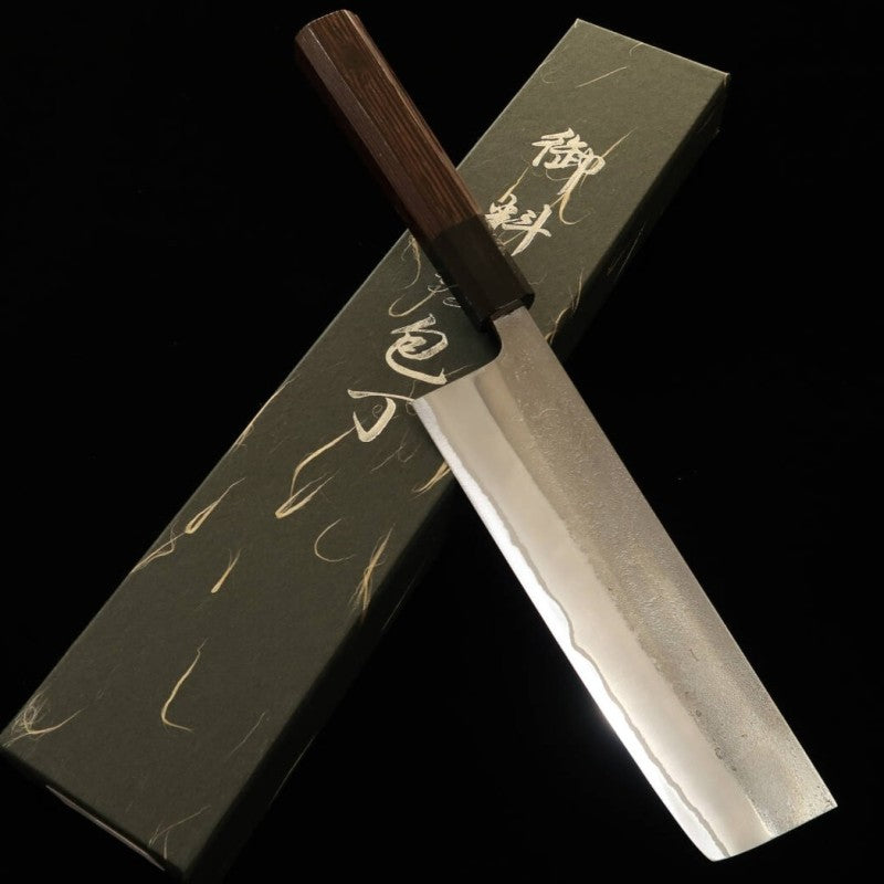 Hatsukokoro, Shirogami n°2, finition Nashiji, manche en wengé, couteau nakiri (165 mm)