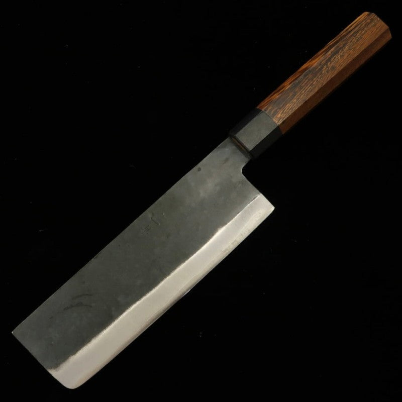 HIDARI YORIMITSU Couteau à légumes, acier bleu n°1, finition noire, manche en bois de fer (180 mm)
